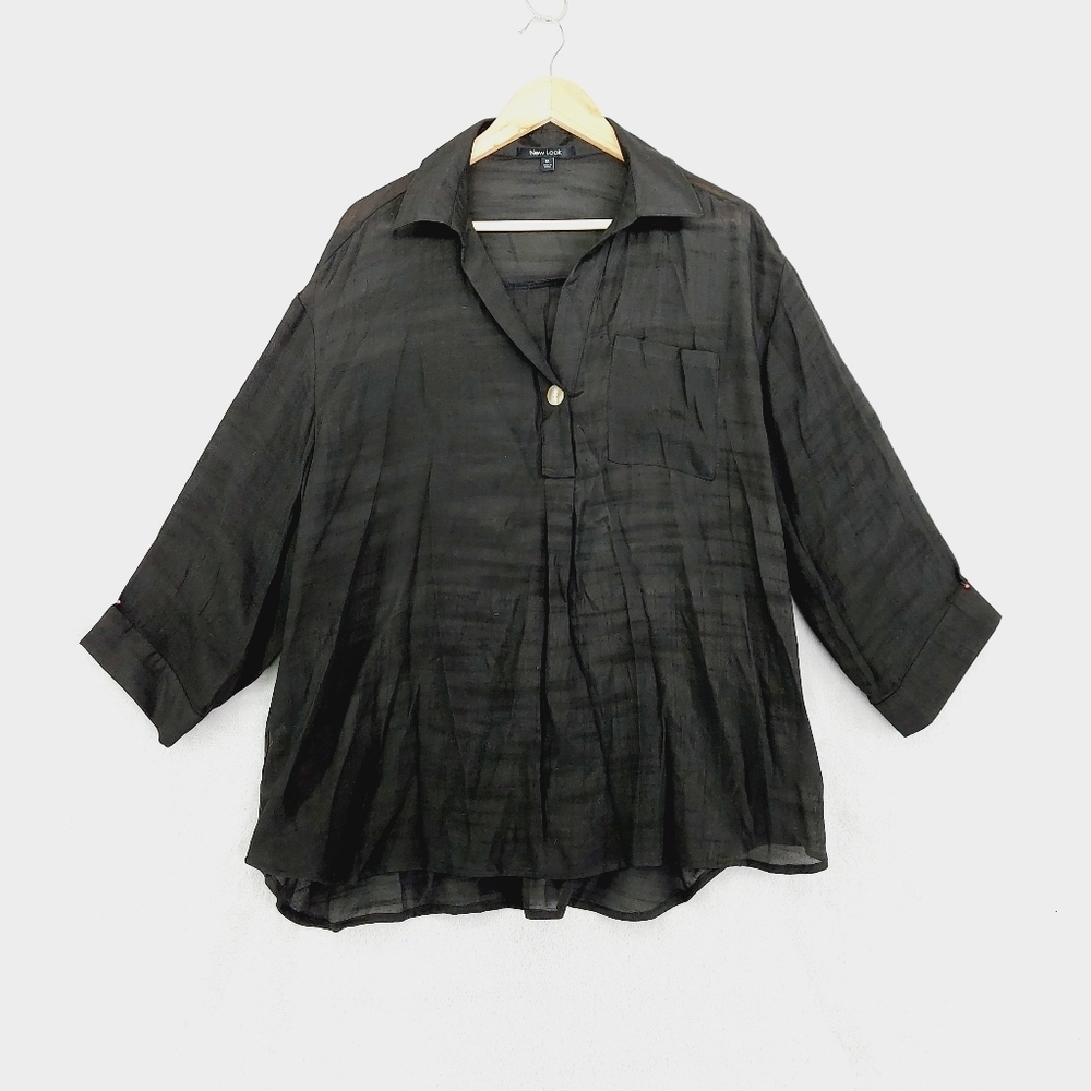 New York Black Rayon Blend Soft Blouse Top P5703